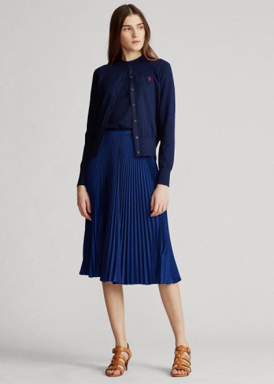 Falda Polo Ralph Lauren Mujer Azul Marino - Pleated Midi - APCUB9586